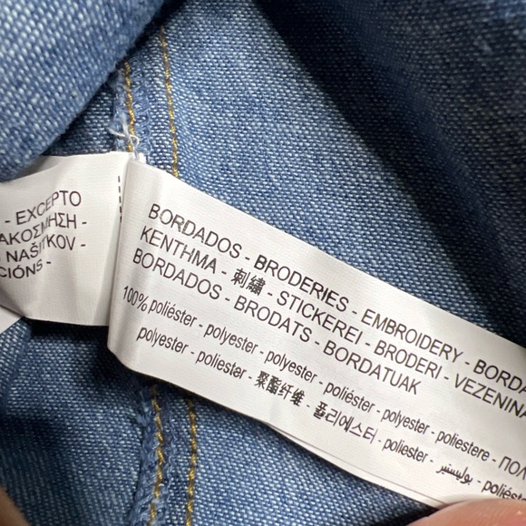 Zara Chambray Embroidered Midi Dress Women Small Halter Neck - Picture 12 of 15